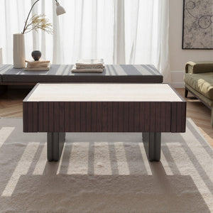 English Elm Modern Square Sintered Stone Coffee Table with Soft Close Drawer for Living Room D1140121858