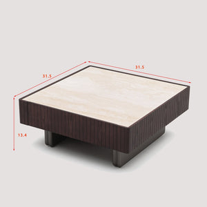 English Elm Modern Square Sintered Stone Coffee Table with Soft Close Drawer for Living Room D1140121858