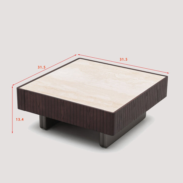 English Elm Modern Square Sintered Stone Coffee Table with Soft Close Drawer for Living Room D1140121858
