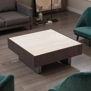 English Elm Modern Square Sintered Stone Coffee Table with Soft Close Drawer for Living Room D1140121858