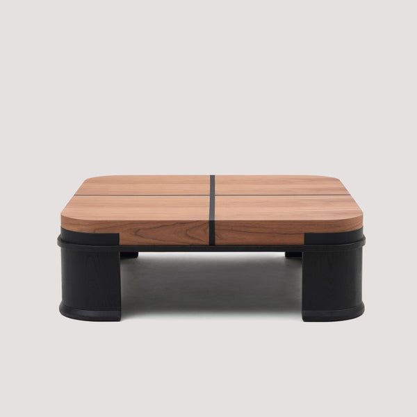 English Elm French Retro Square Oak Veneer Coffee Table with Matte Black Base for Modern Living D1140121860