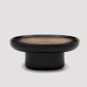 English Elm Modern Round Coffee Table Wood Veneer Inlay Top High Gloss Lacquer Living Room D1140121861