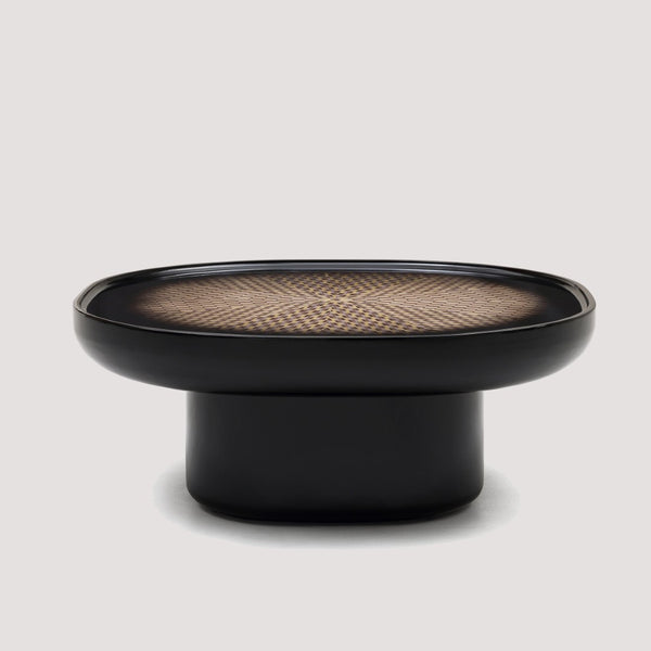English Elm Modern Round Coffee Table Wood Veneer Inlay Top High Gloss Lacquer Living Room D1140121861