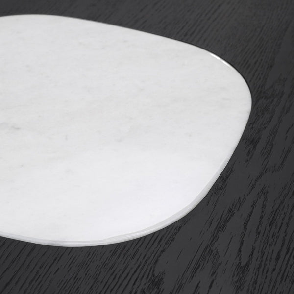 English Elm Modern Oval Elm Veneer Coffee Table with Marble Inlay Solid Base Living Room Accent D1140121863