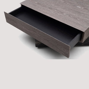English Elm Modern Square Coffee Table Swivel Shelf Drawer Black Marble Wood Living Room D1140121865