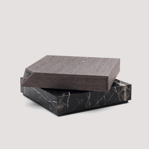 English Elm Modern Square Coffee Table Swivel Shelf Drawer Black Marble Wood Living Room D1140121865