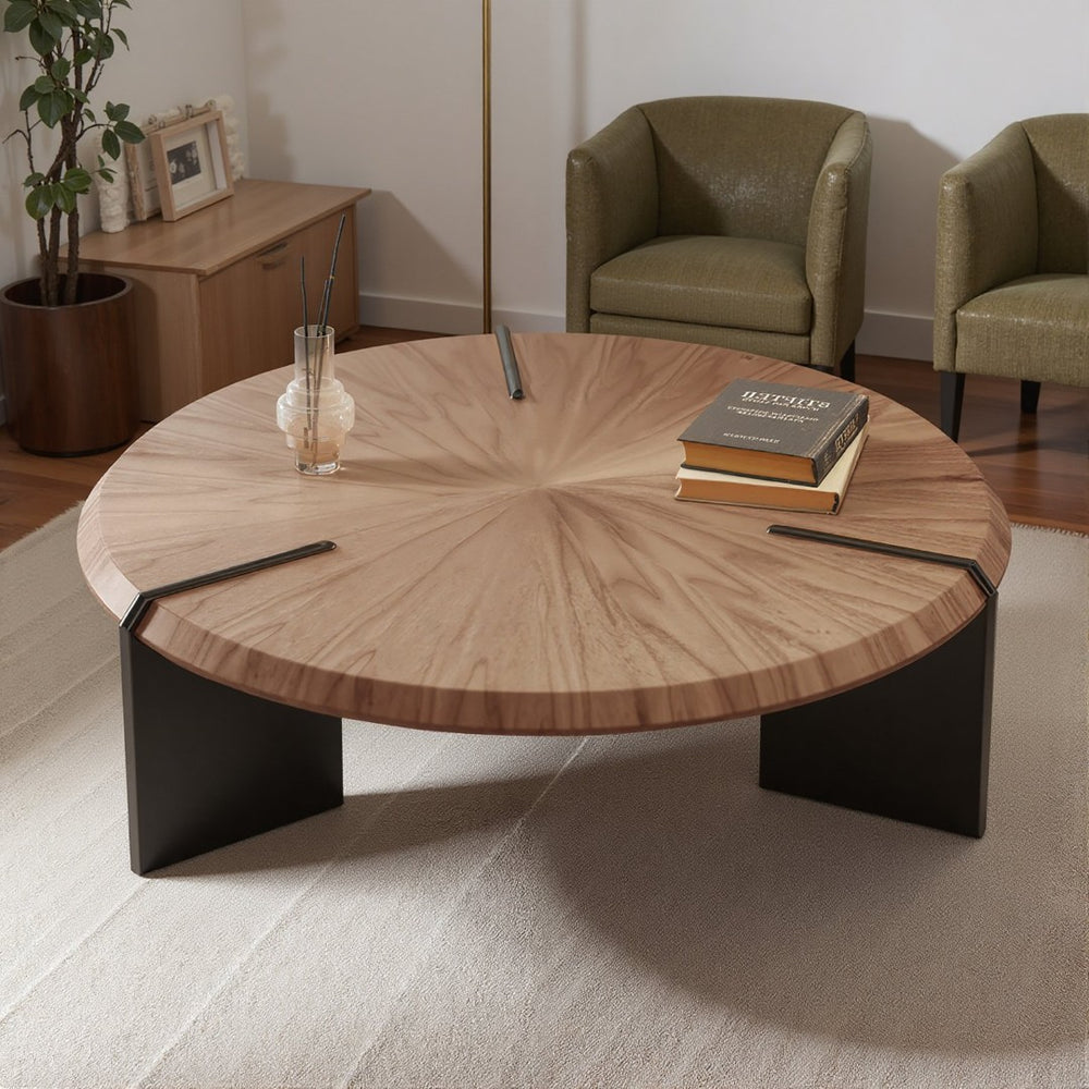 English Elm Light Walnut Veneer Square Coffee Table with Floating Acrylic Base for Modern Living D1140121871