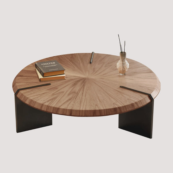 English Elm Light Walnut Veneer Square Coffee Table with Floating Acrylic Base for Modern Living D1140121871