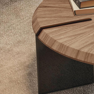 English Elm Light Walnut Veneer Square Coffee Table with Floating Acrylic Base for Modern Living D1140121871