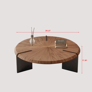 English Elm Light Walnut Veneer Square Coffee Table with Floating Acrylic Base for Modern Living D1140121871
