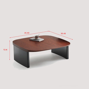 English Elm Modern Walnut Veneer Square Coffee Table with Contrasting Black Legs for Living Rooms D1140121875