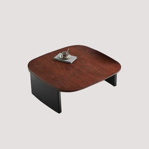 English Elm Modern Walnut Veneer Square Coffee Table with Contrasting Black Legs for Living Rooms D1140121875