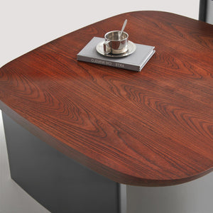 English Elm Modern Walnut Veneer Square Coffee Table with Contrasting Black Legs for Living Rooms D1140121875