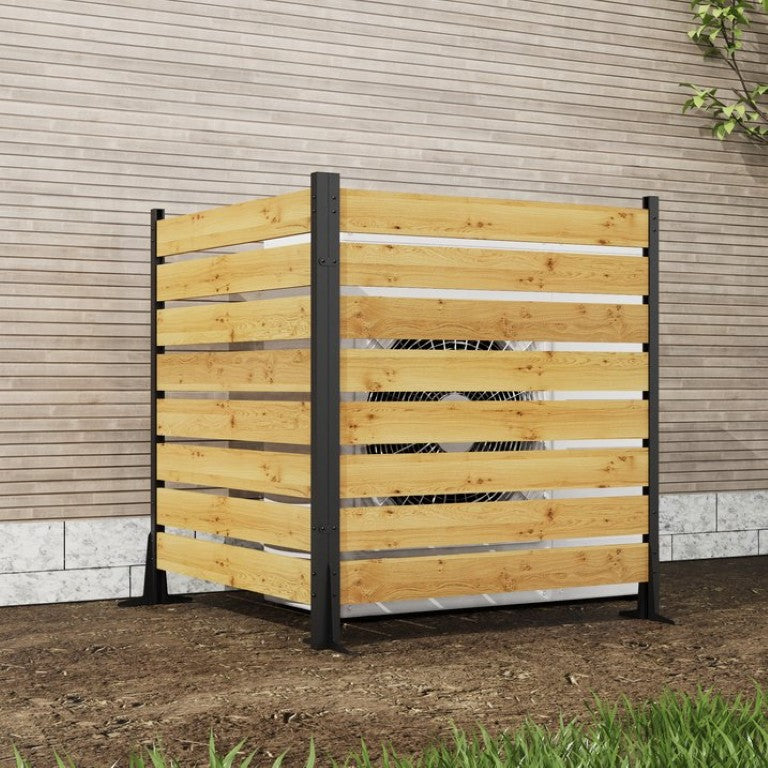 English Elm Goodyo Cedar Wood Outdoor Privacy Screen 2 Panel Set with Aluminum Frame for Yard D163102090