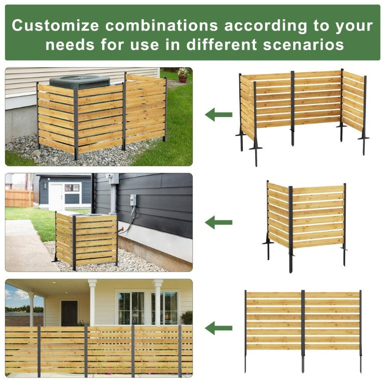 English Elm Goodyo Cedar Wood Outdoor Privacy Screen 2 Panel Set with Aluminum Frame for Yard D163102090