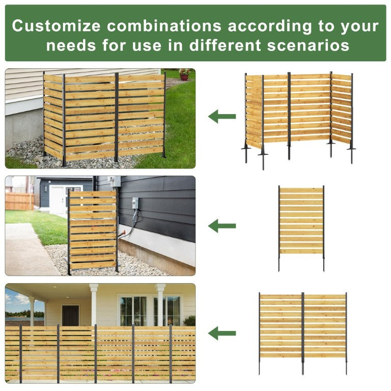 English Elm Goodyo Cedar Slat Outdoor Privacy Screen Panel with Rust Resistant Aluminum Frame D163102091