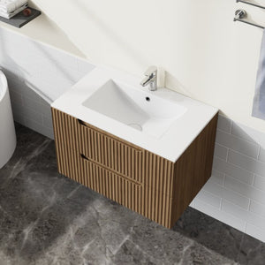 English Elm 30 Inch Undermount Ceramic Bathroom Sink Single Cast Seamless Gloss White Vanity Basin D16389788