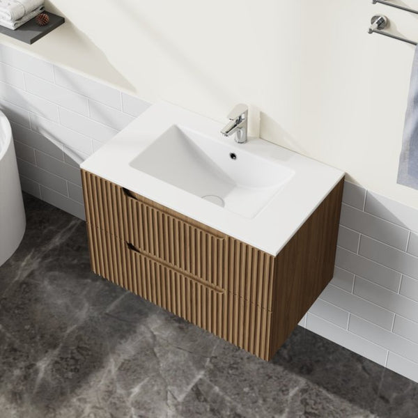 English Elm 30 Inch Undermount Ceramic Bathroom Sink Single Cast Seamless Gloss White Vanity Basin D16389788