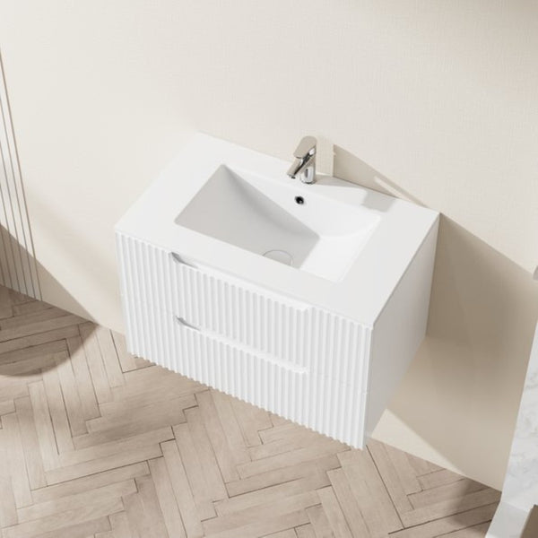 English Elm 30 Inch Undermount Ceramic Bathroom Sink Single Cast Seamless Gloss White Vanity Basin D16389788