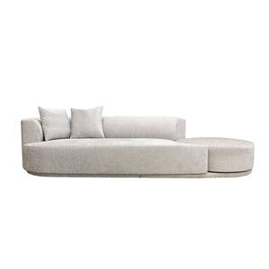 Pasargad Amalfi Design Sofa With Swivel Ottoman & 2 Pillows – Versatile Comfort In Beige Upholstery Beige Poly Fabric Pdy-22093