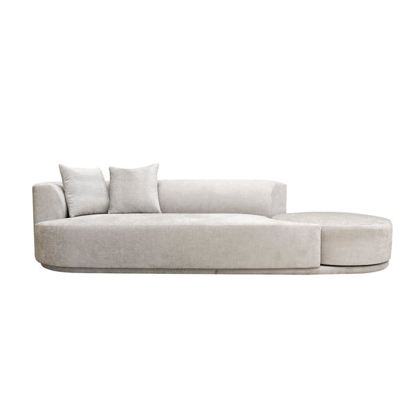 Pasargad Amalfi Design Sofa With Swivel Ottoman & 2 Pillows – Versatile Comfort In Beige Upholstery Beige Poly Fabric Pdy-22093