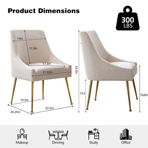 English Elm Height-adjustable Velvet Dining Chairs with Foam Cushion Support for Kitchen or Vanity White D772095832