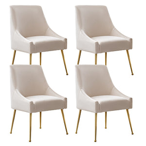 English Elm Height-adjustable Velvet Dining Chairs with Foam Cushion Support for Kitchen or Vanity White D772095832