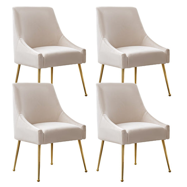 English Elm Height-adjustable Velvet Dining Chairs with Foam Cushion Support for Kitchen or Vanity White D772095832