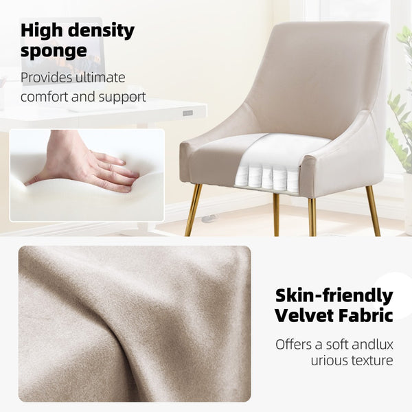English Elm Height-adjustable Velvet Dining Chairs with Foam Cushion Support for Kitchen or Vanity White D772095832