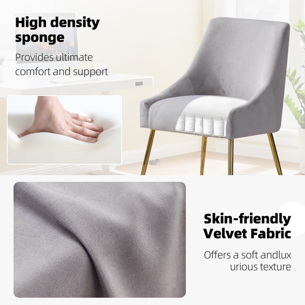 English Elm Height-adjustable Velvet Dining Chairs with Foam Cushion Support for Kitchen or Vanity Grey D772098400