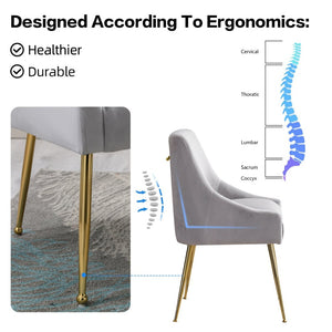 English Elm Height-adjustable Velvet Dining Chairs with Foam Cushion Support for Kitchen or Vanity Grey D772098400