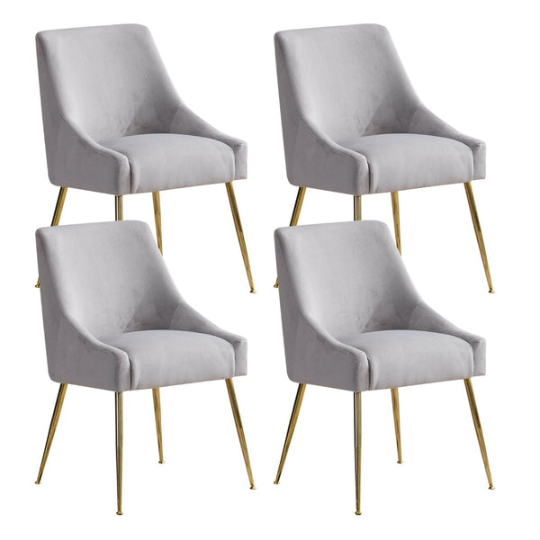 English Elm Height-adjustable Velvet Dining Chairs with Foam Cushion Support for Kitchen or Vanity Grey D772098400