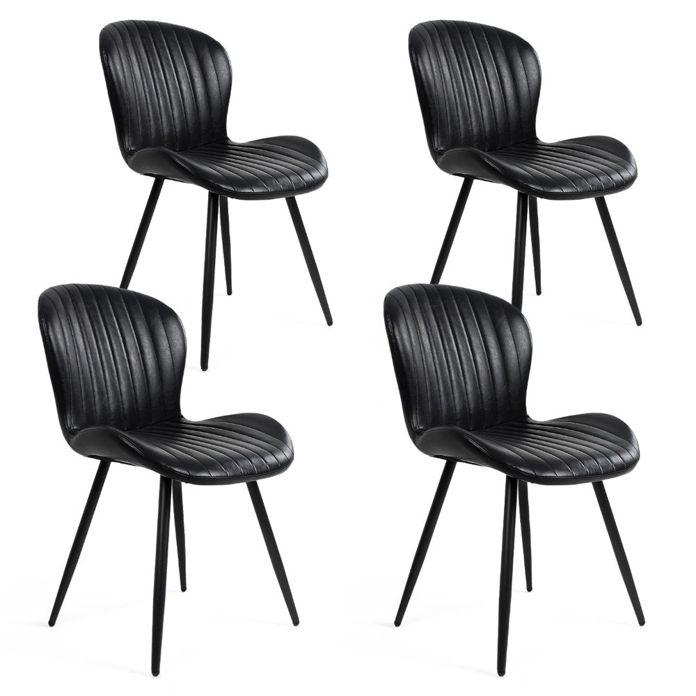 English Elm Dining Chairs Set of 4 Faux Leather Ergonomic Curved Back Heavy Duty Metal Frame Black D772113542