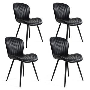 English Elm Dining Chairs Set of 4 Faux Leather Ergonomic Curved Back Heavy Duty Metal Frame Black D772113542