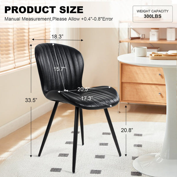 English Elm Dining Chairs Set of 4 Faux Leather Ergonomic Curved Back Heavy Duty Metal Frame Black D772113542