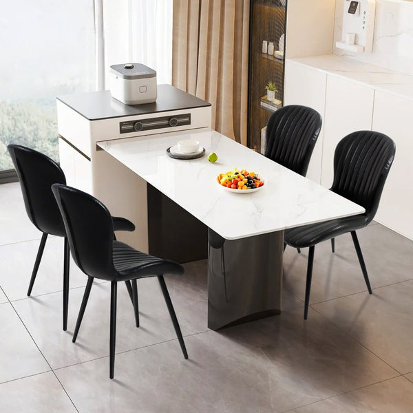 English Elm Dining Chairs Set of 4 Faux Leather Ergonomic Curved Back Heavy Duty Metal Frame Black D772113542