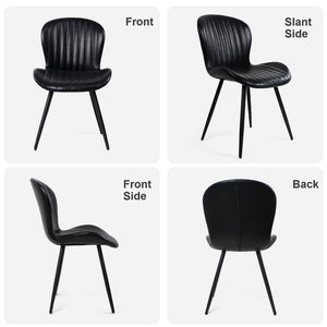 English Elm Dining Chairs Set of 4 Faux Leather Ergonomic Curved Back Heavy Duty Metal Frame Black D772113542