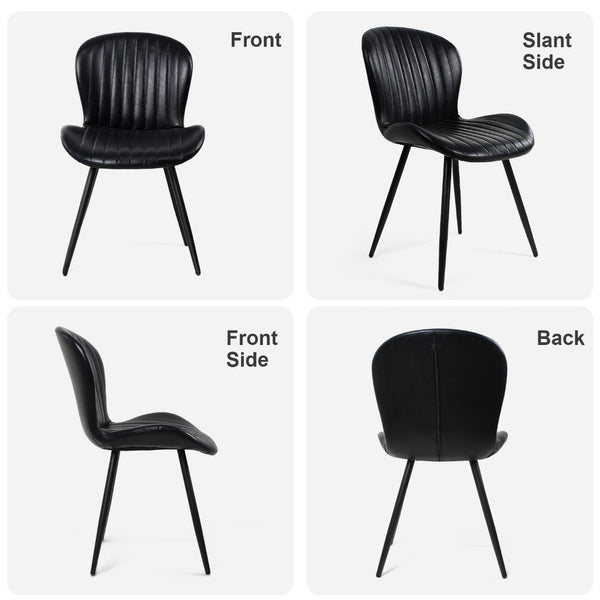 English Elm Dining Chairs Set of 4 Faux Leather Ergonomic Curved Back Heavy Duty Metal Frame Black D772113542