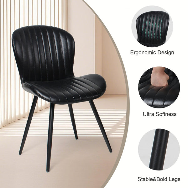 English Elm Dining Chairs Set of 4 Faux Leather Ergonomic Curved Back Heavy Duty Metal Frame Black D772113542
