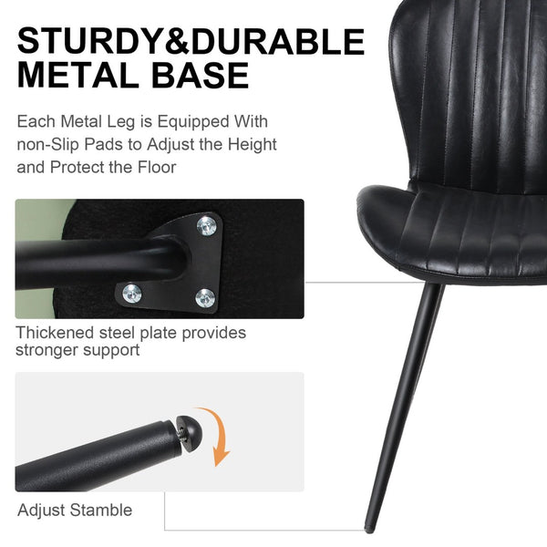 English Elm Dining Chairs Set of 4 Faux Leather Ergonomic Curved Back Heavy Duty Metal Frame Black D772113542