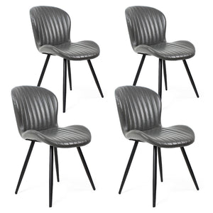 English Elm Dining Chairs Set of 4 Faux Leather Ergonomic Curved Back Heavy Duty Metal Frame Black+Grey D772113543