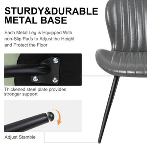 English Elm Dining Chairs Set of 4 Faux Leather Ergonomic Curved Back Heavy Duty Metal Frame Black+Grey D772113543