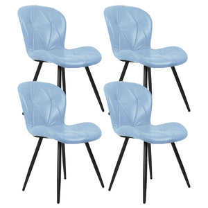 English Elm Blue Faux Leather Dining Chair Set of 4 with Metal Legs and Ergonomic Foam Seating D772113545