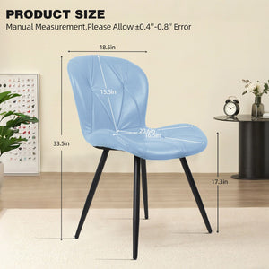 English Elm Blue Faux Leather Dining Chair Set of 4 with Metal Legs and Ergonomic Foam Seating D772113545