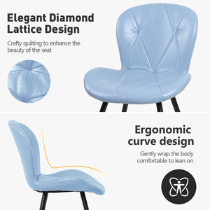 English Elm Blue Faux Leather Dining Chair Set of 4 with Metal Legs and Ergonomic Foam Seating D772113545
