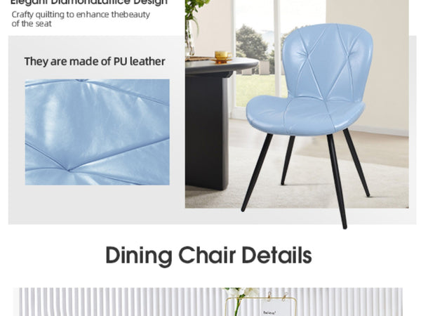 English Elm Blue Faux Leather Dining Chair Set of 4 with Metal Legs and Ergonomic Foam Seating D772113545