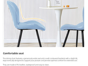 English Elm Blue Faux Leather Dining Chair Set of 4 with Metal Legs and Ergonomic Foam Seating D772113545