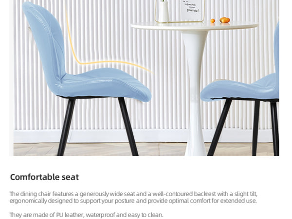 English Elm Blue Faux Leather Dining Chair Set of 4 with Metal Legs and Ergonomic Foam Seating D772113545