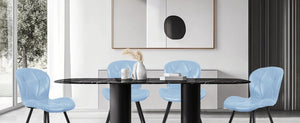 English Elm Blue Faux Leather Dining Chair Set of 4 with Metal Legs and Ergonomic Foam Seating D772113545