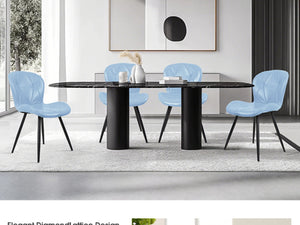 English Elm Blue Faux Leather Dining Chair Set of 4 with Metal Legs and Ergonomic Foam Seating D772113545